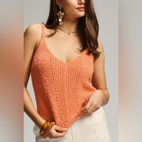 Anthropologie Tops - ✨ Anthropologie V-Neck Pointelle Sweater Tank Sz L
